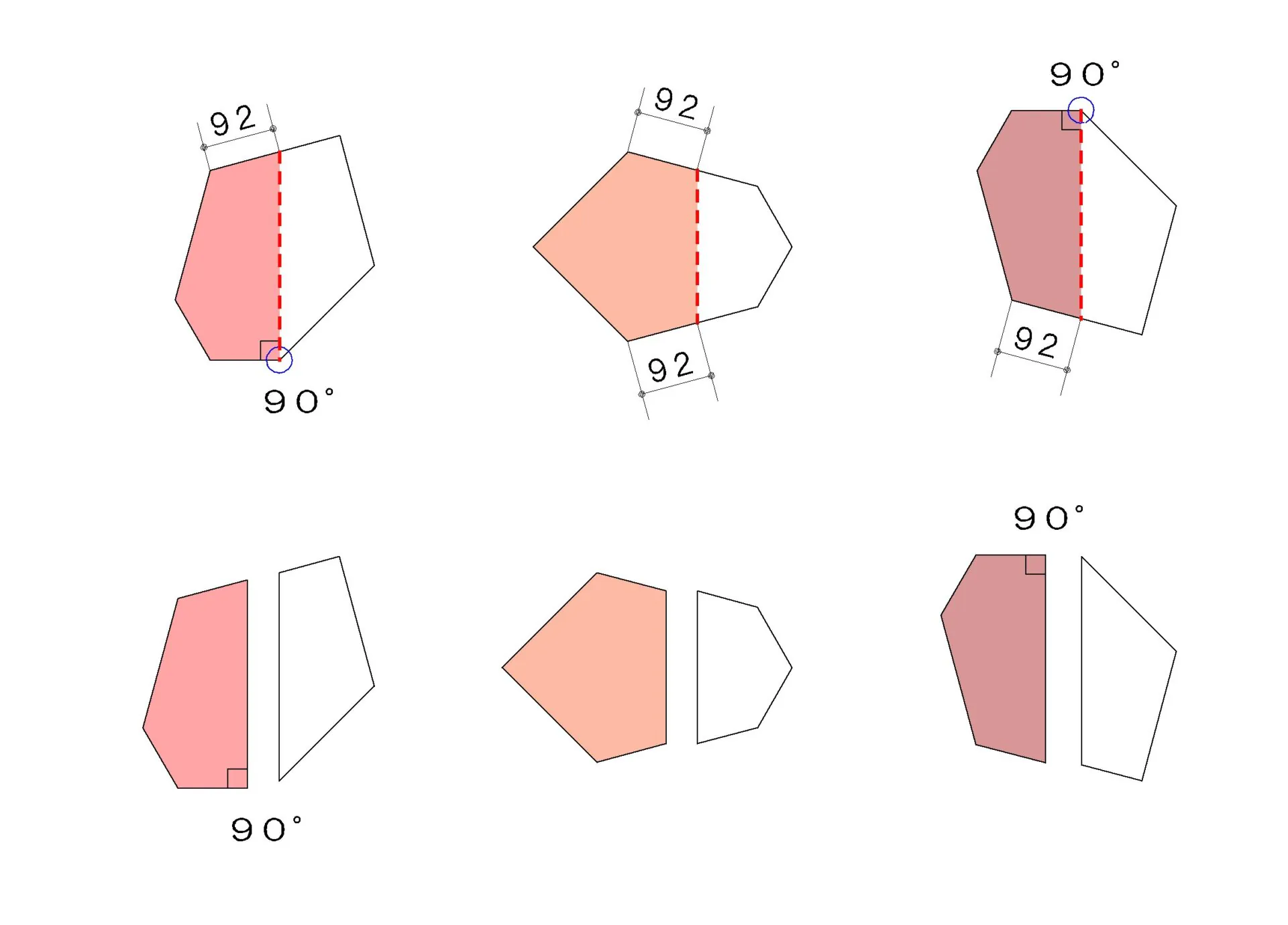 フローがよりおしゃれに見えるパターン展開のフローのカット位置を示した図